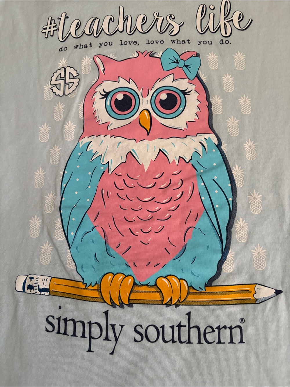 Simply Southern Light Blue Palm Logo Short Sleeve Tee M